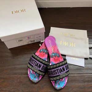 Dior Dway Slide Purple Multicolor D-Flower Pop Sandals